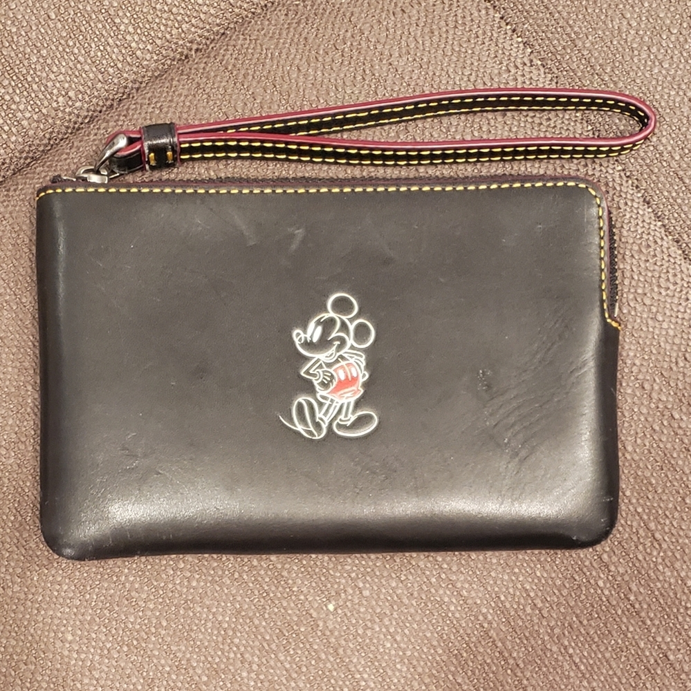 Coach Mickey mouse wristlet black